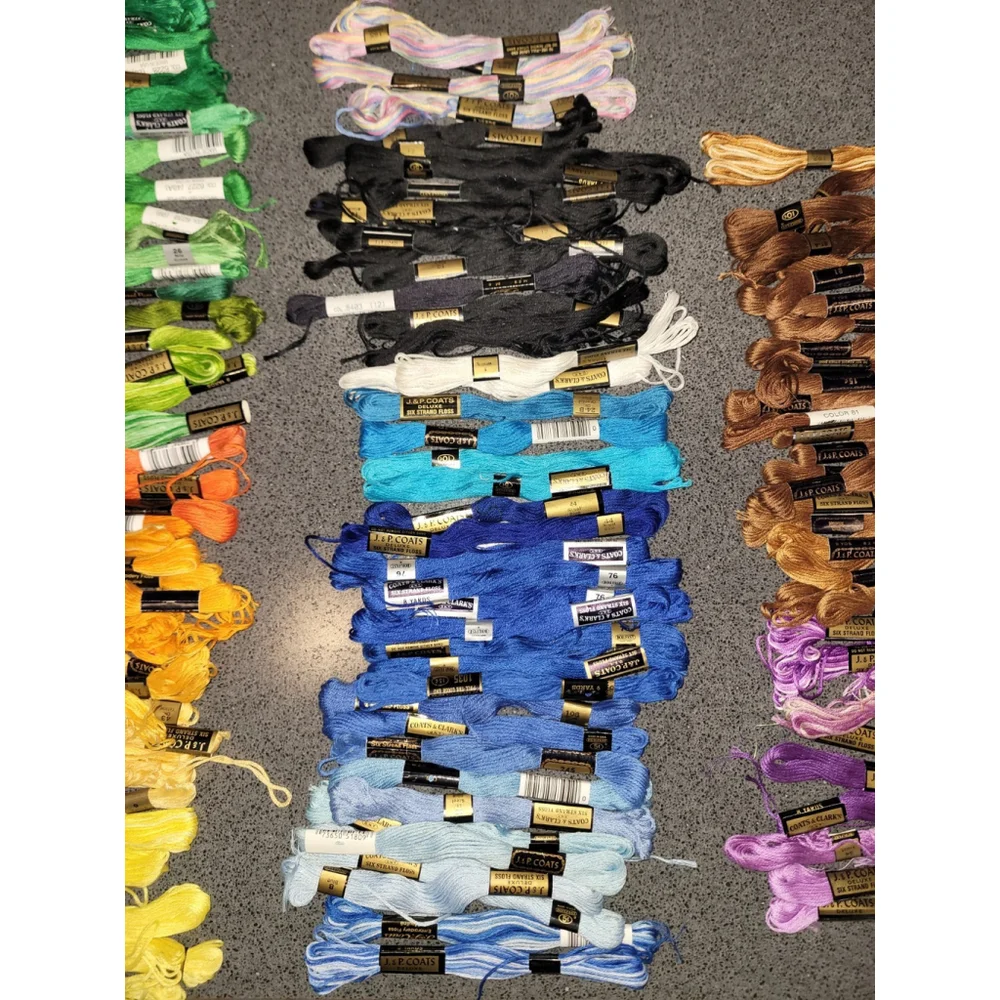 Lot of 146 Coats & Clark Embroidery Floss Skeins 18 Variegated Cross Stitch New